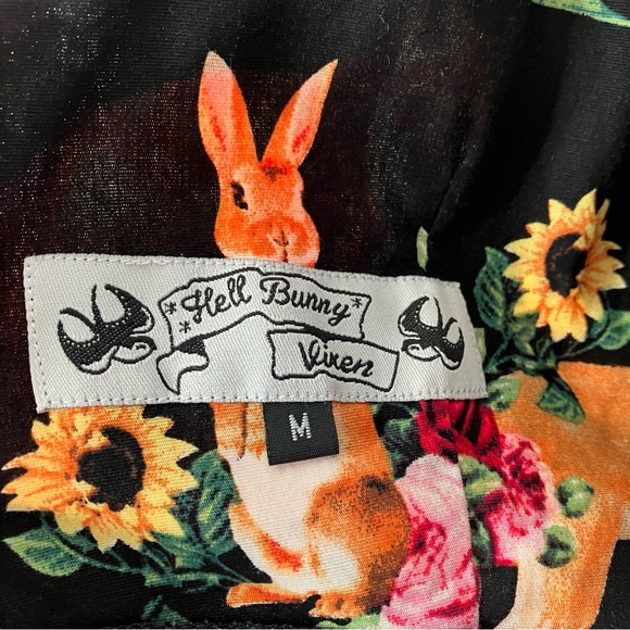 Hell Bunny Retro Hermeline Forest Animals Flare Dress Sz Medium - Picture 12 of 12